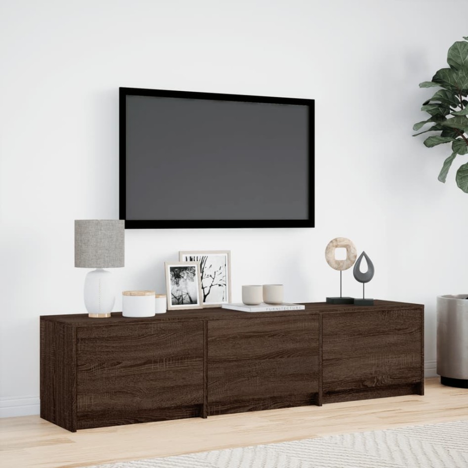 Mueble de TV LED madera ingeniería marrón roble 165x34x40