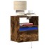 Mesita de noche de pared con luces LED roble