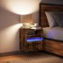 Mesita de noche de pared con luces LED roble