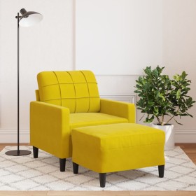 Sillón con taburete terciopelo amarillo 60