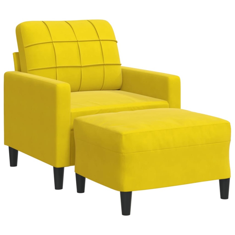 Sillón con taburete terciopelo amarillo 60