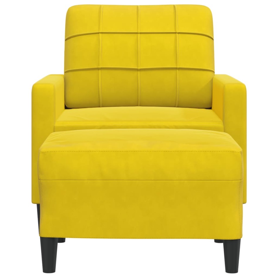 Sillón con taburete terciopelo amarillo 60