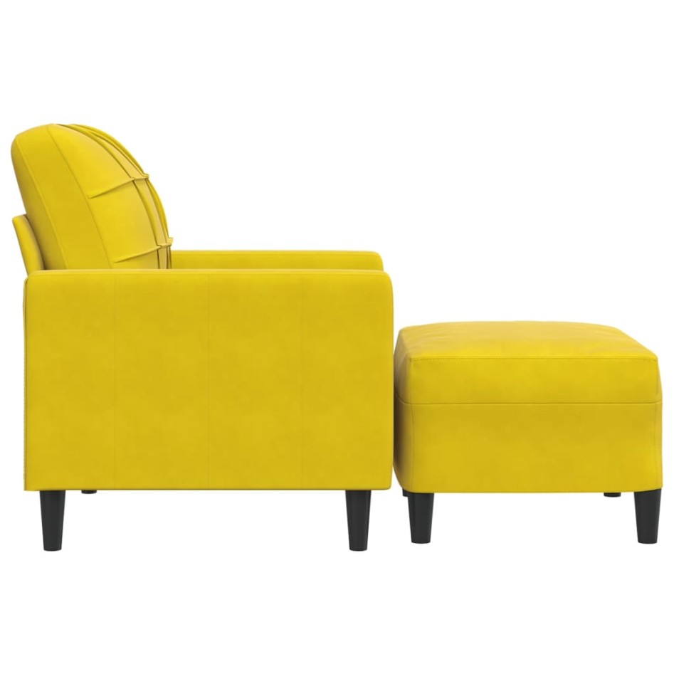 Sillón con taburete terciopelo amarillo 60