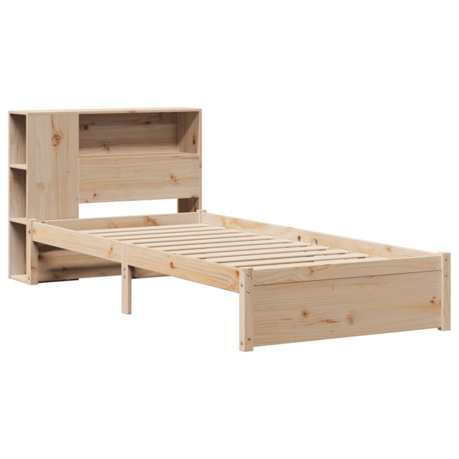 Cama con estantería sin colchón madera maciza de pino 75x190