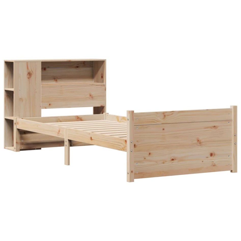 Cama con estantería sin colchón madera maciza de pino 75x190