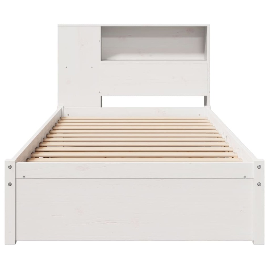 Cama con estantería sin colchón madera maciza blanca 100x200