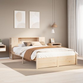 Cama con estantería sin colchón madera maciza de pino