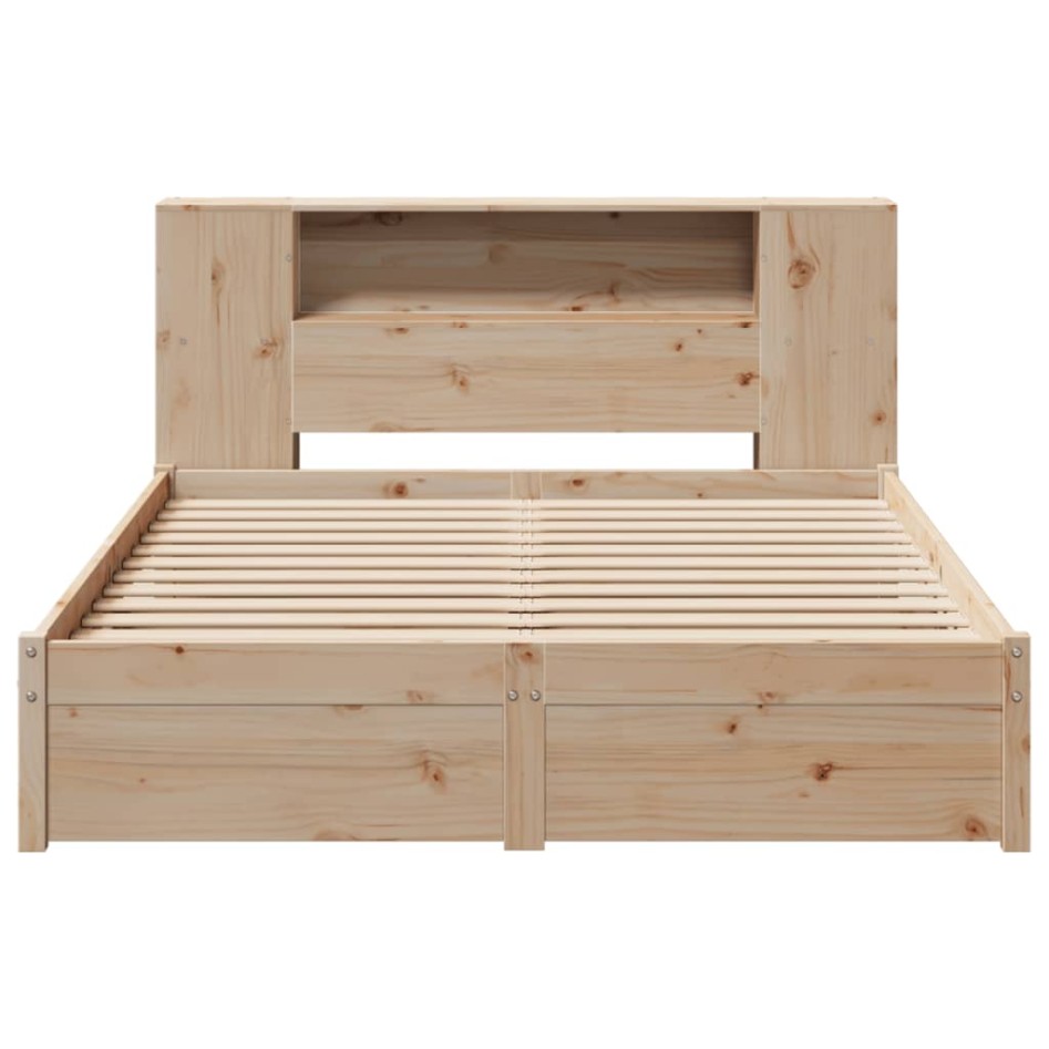 Cama con estantería sin colchón madera maciza de pino