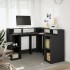 Escritorio con luz LED madera ingeniería negro 130x130x91