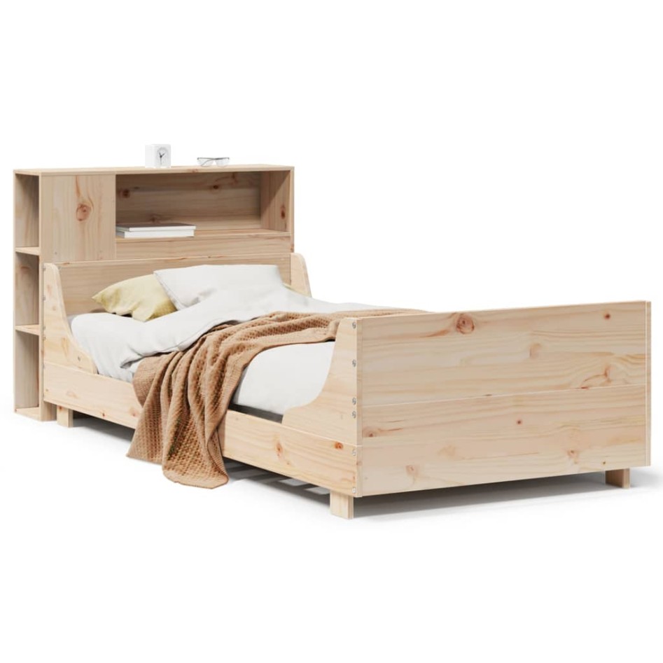 Estructura de cama sin colchón madera maciza de pino 90x200