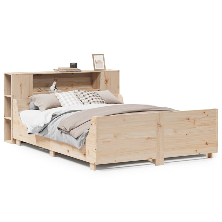 Estructura de cama sin colchón madera maciza de pino 120x190