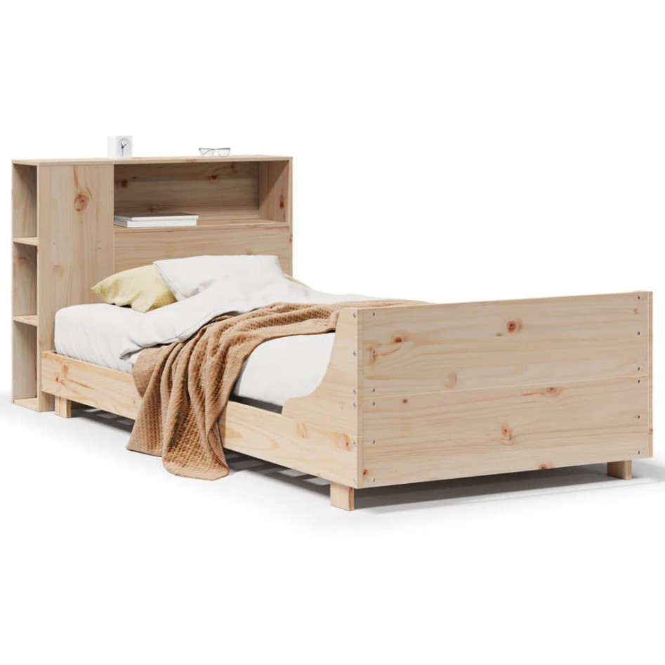 Estructura de cama sin colchón madera maciza de pino 90x200