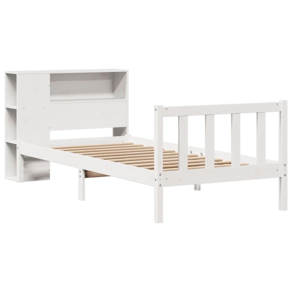 Cama con estantería sin colchón madera maciza de pino 90x190