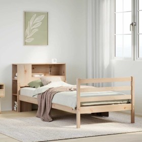 Cama con estantería sin colchón madera maciza de pino