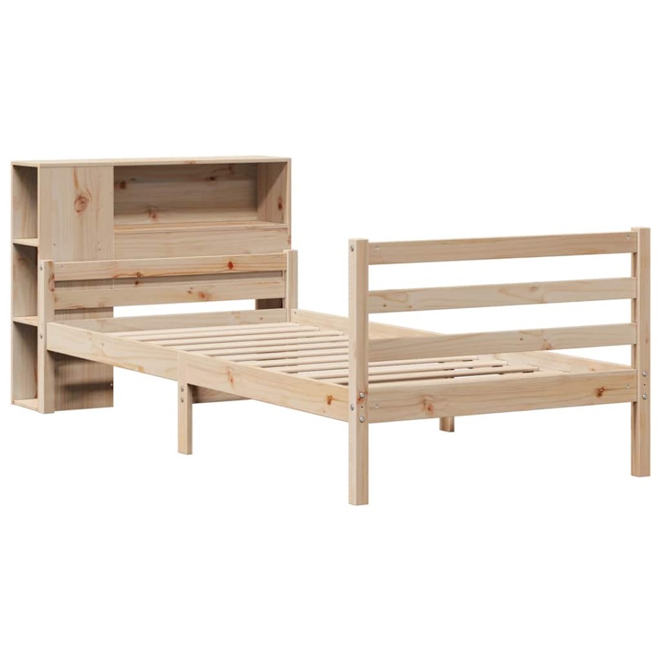 Cama con estantería sin colchón madera maciza de pino