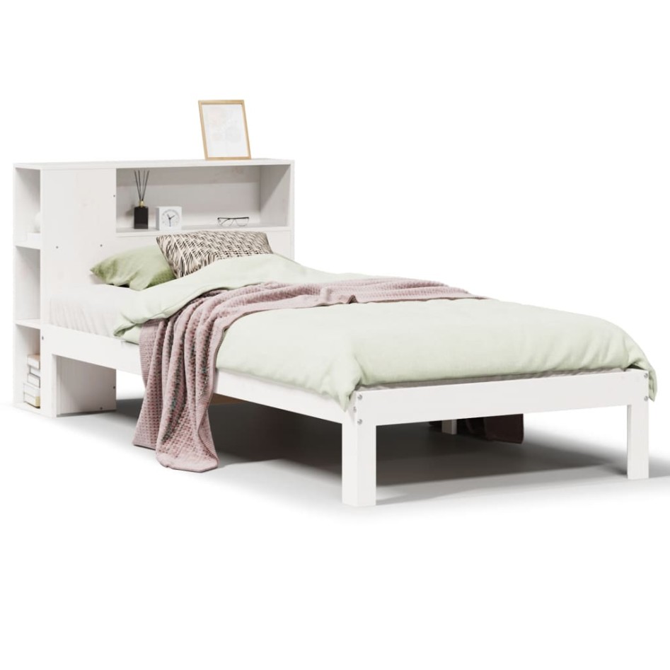 Cama con estantería sin colchón madera maciza de pino 90x190