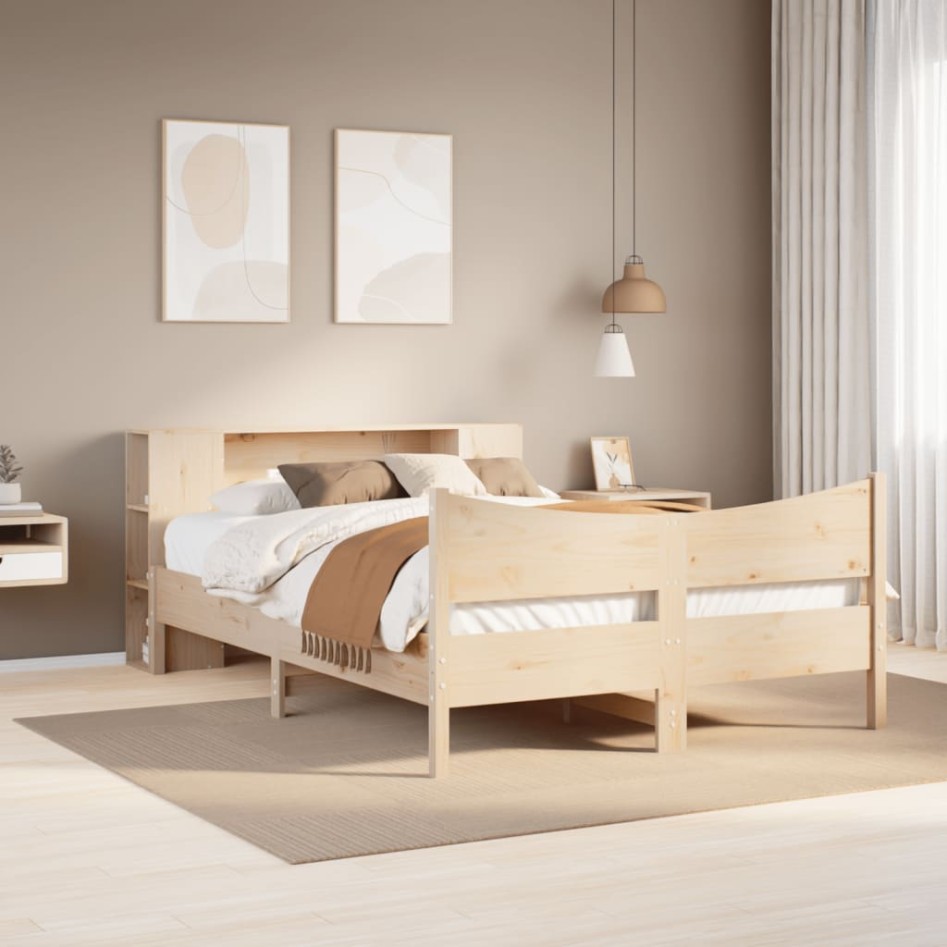 Estructura de cama sin colchón madera maciza de pino 120x190