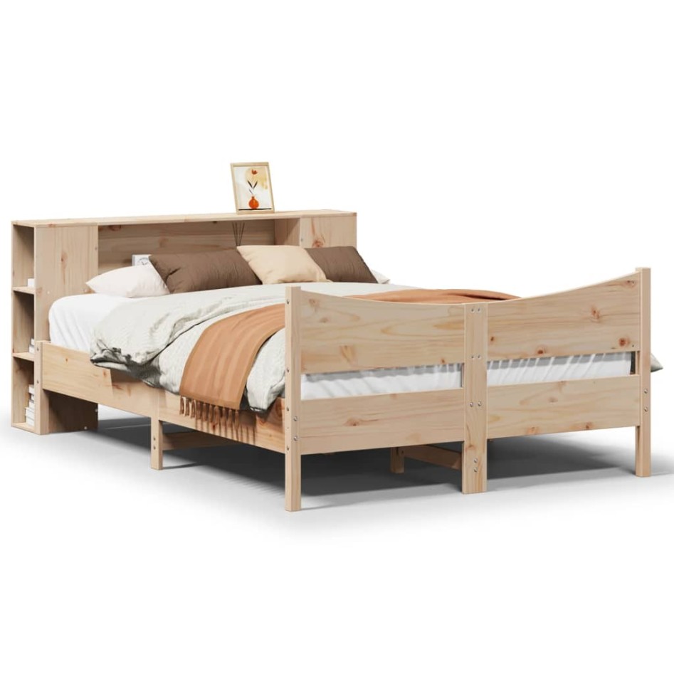 Estructura de cama sin colchón madera maciza de pino 120x190