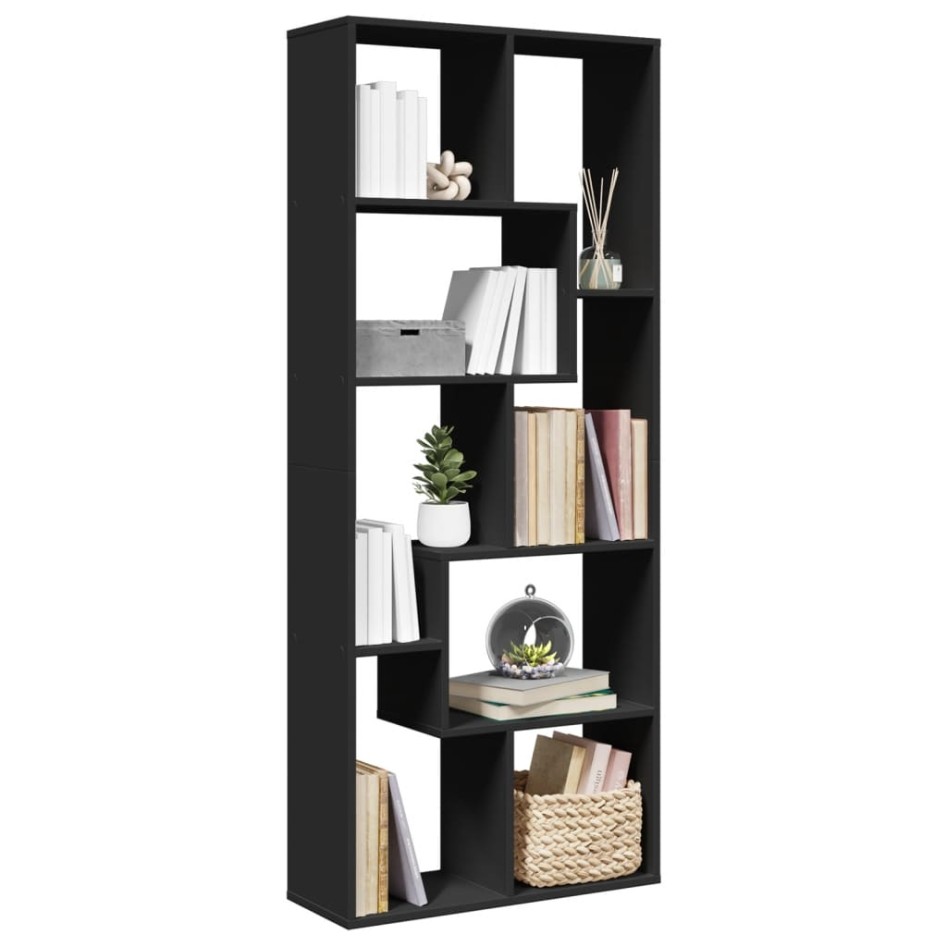 Librería divisora madera de ingeniería negra 67x25x161,5