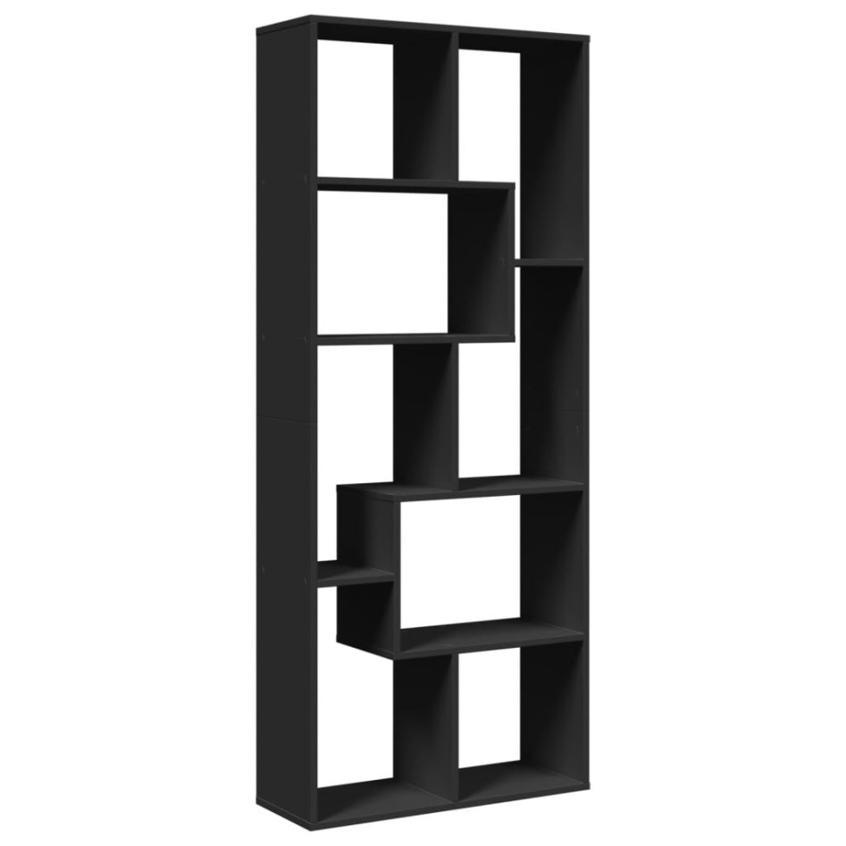 Librería divisora madera de ingeniería negra 67x25x161,5