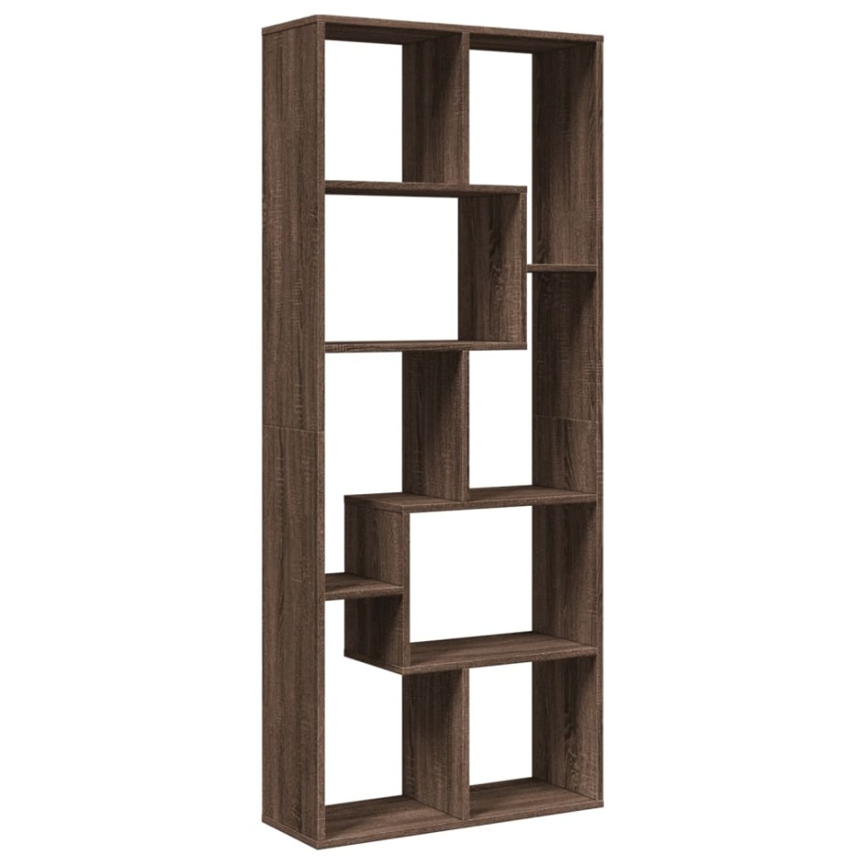 Librería divisora madera ingeniería marrón roble 67x25x161,5