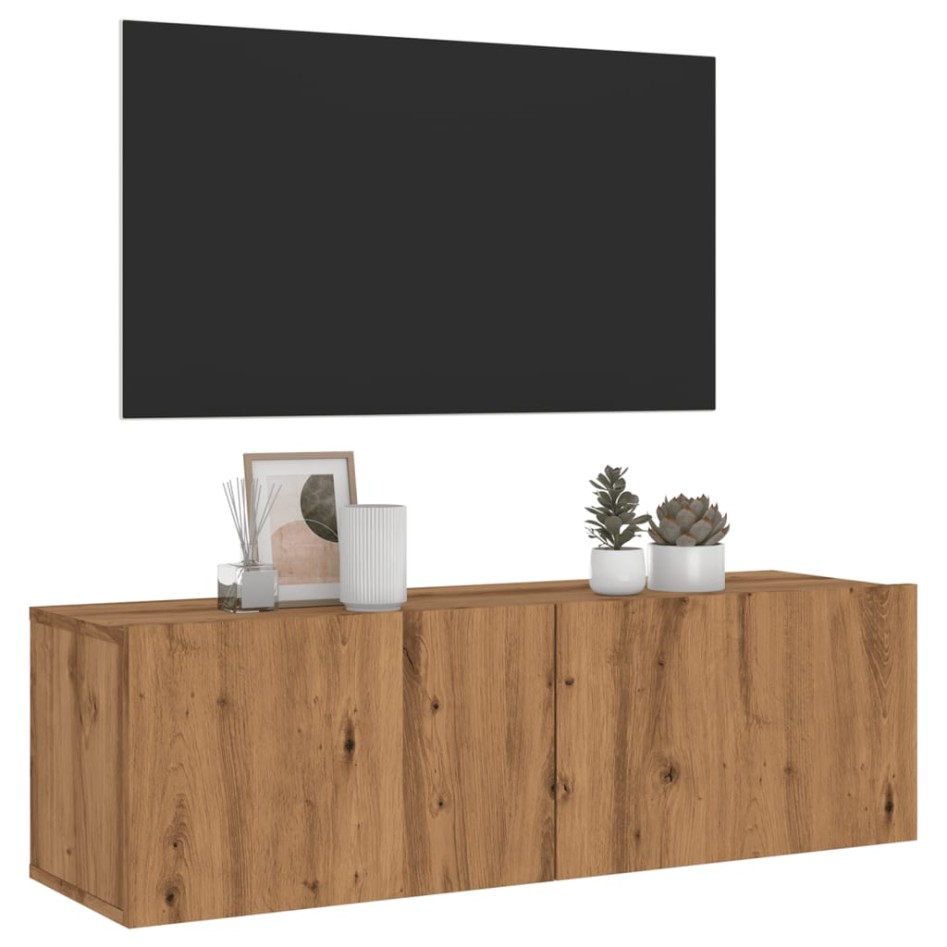 Mueble TV de pared madera ingeniería roble artisan 100x30x30