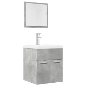 Set muebles de baño 2 piezas madera contrachapada gris