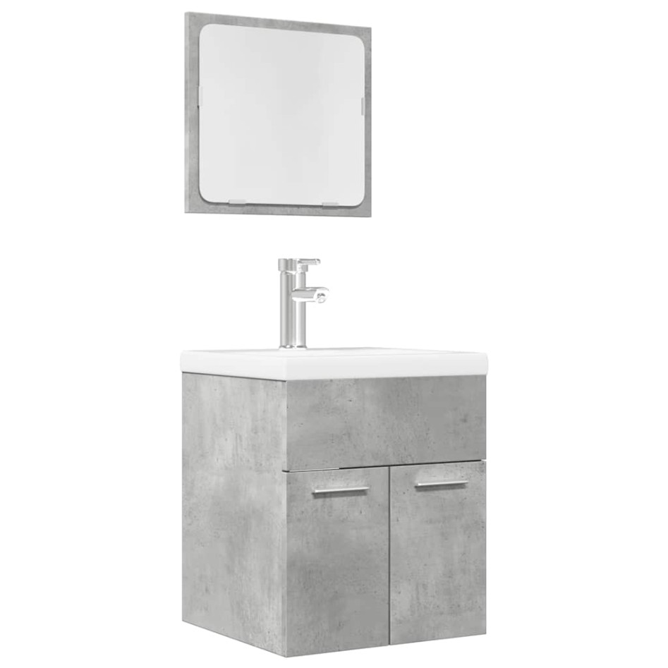 Set muebles de baño 2 piezas madera contrachapada gris