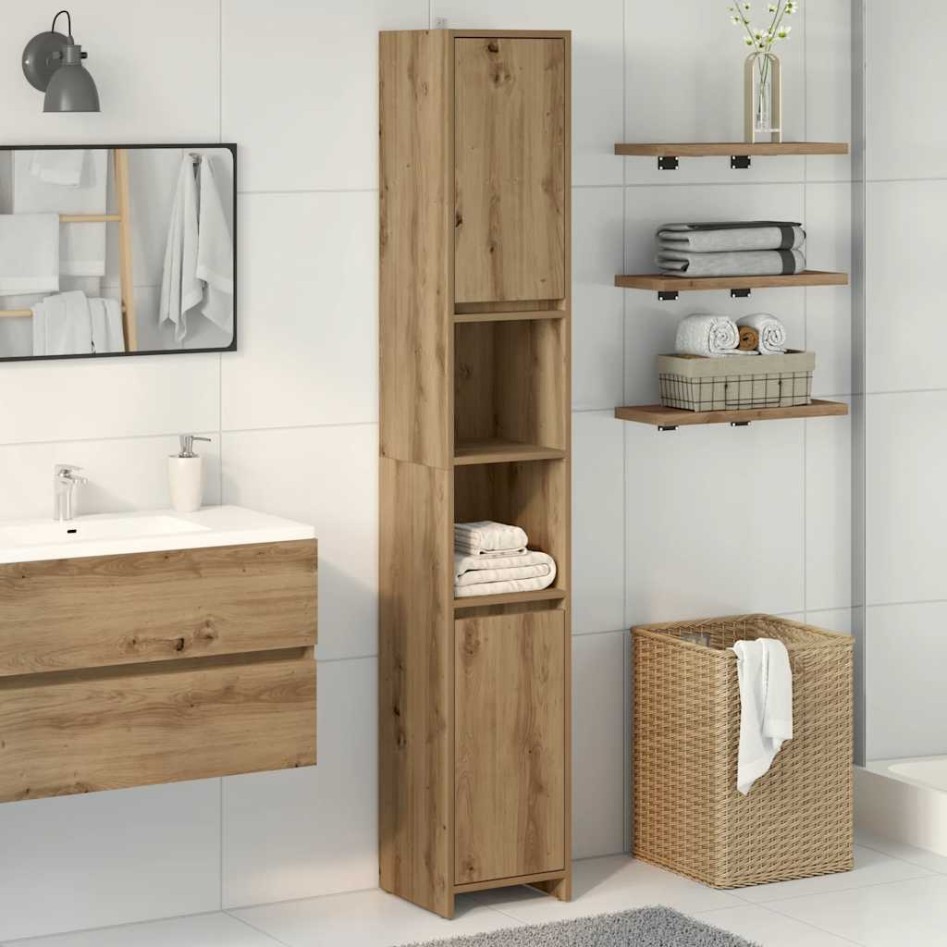 Armario de baño madera ingeniería roble artisan 30x30x183,5