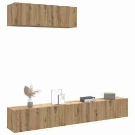 Muebles TV de pared 3 uds roble artisan 100x30x30