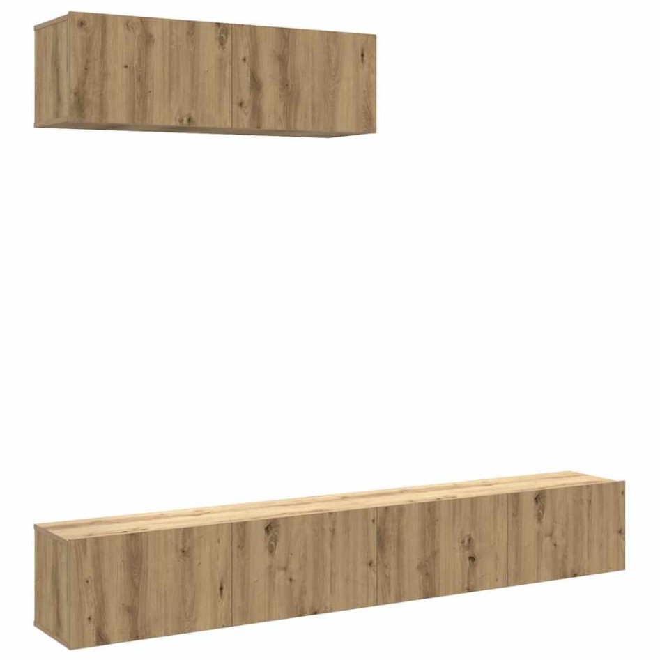 Muebles TV de pared 3 uds roble artisan 100x30x30