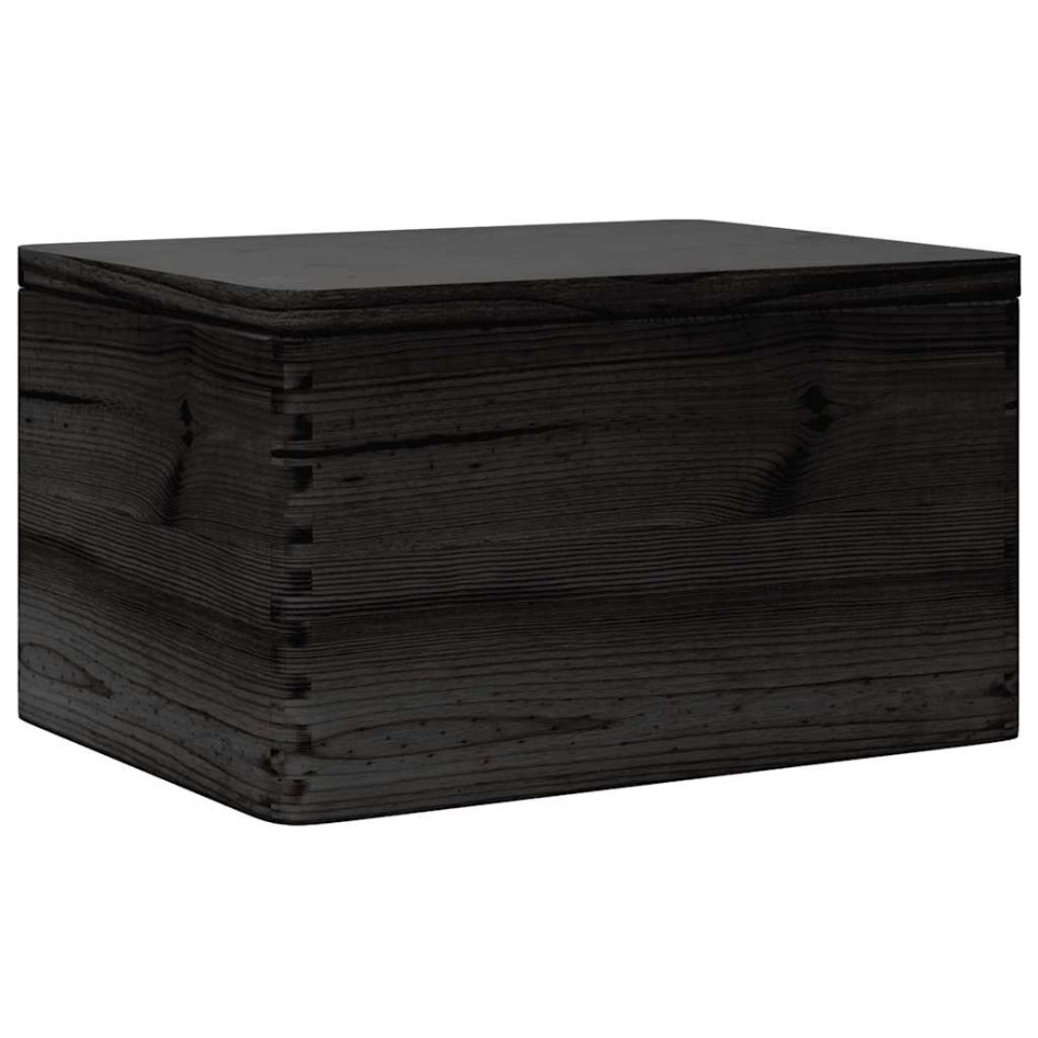 Caja de madera con tapa madera maciza de pino negra 40x30x23