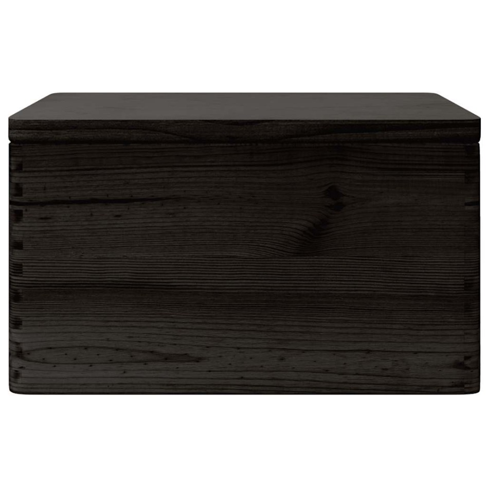 Caja de madera con tapa madera maciza de pino negra 40x30x23