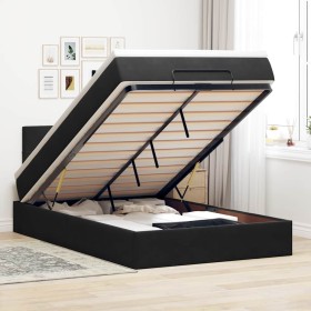 Cama otomana con colchón y LED terciopelo negro