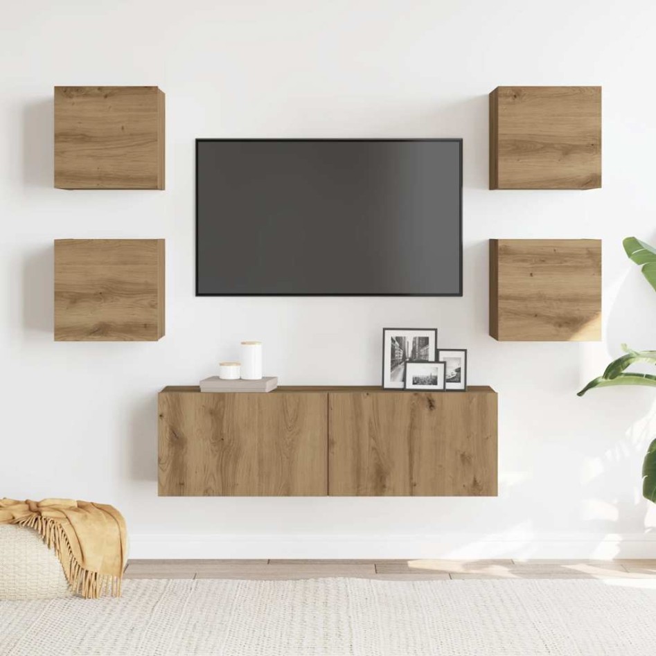 Mueble para TV de pared madera contrachapada artesanal 5