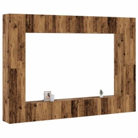 Conjunto de mueble de TV 8 piezas montado la pared madera