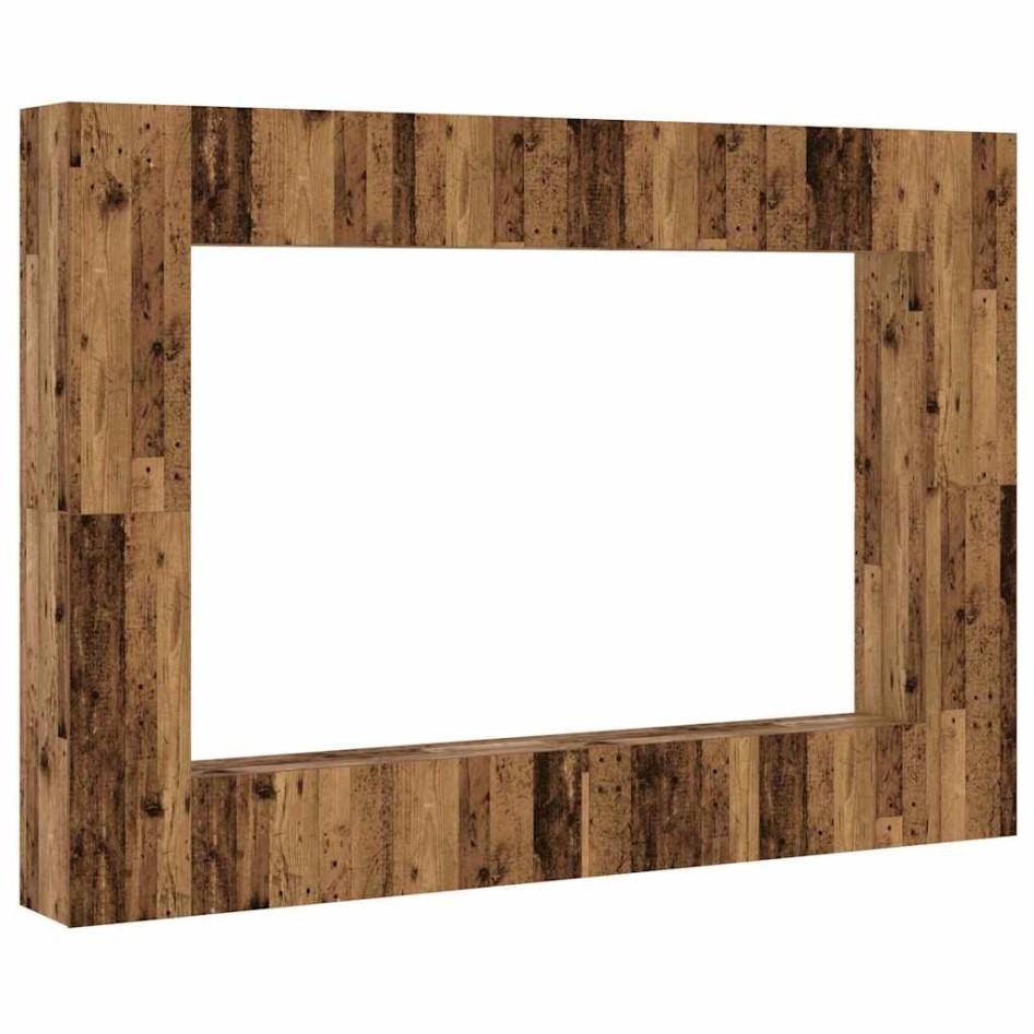 Conjunto de mueble de TV 8 piezas montado la pared madera