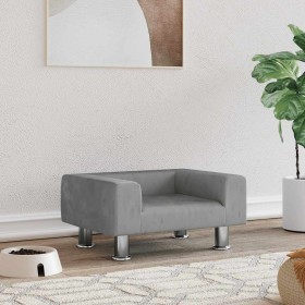 Cama para perros de terciopelo gris claro 50x40x26,5