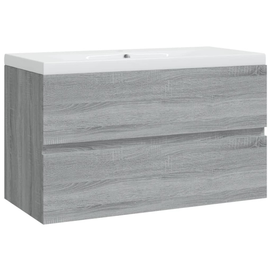 Mueble de baño con lavabo madera contrachapada gris