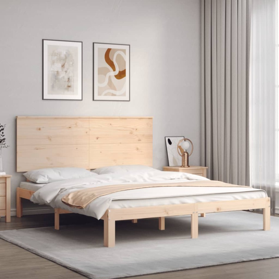 Estructura de cama sin colchón madera maciza de pino 160x200