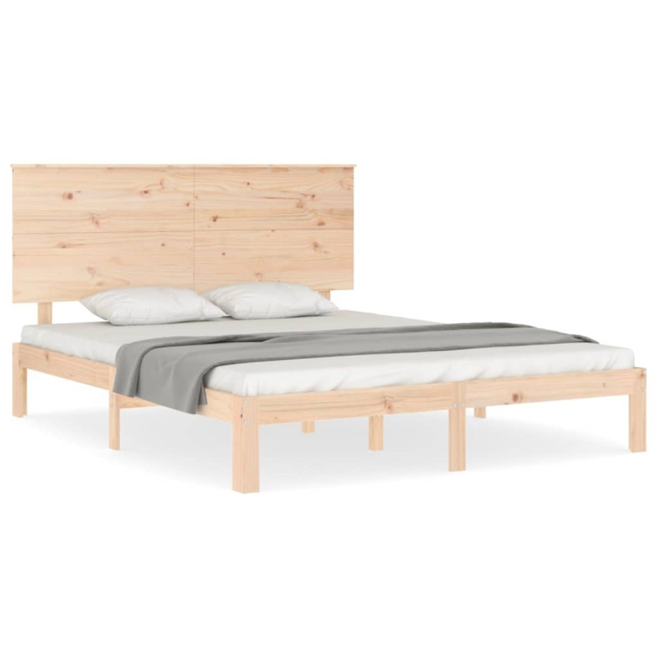 Estructura de cama sin colchón madera maciza de pino 160x200