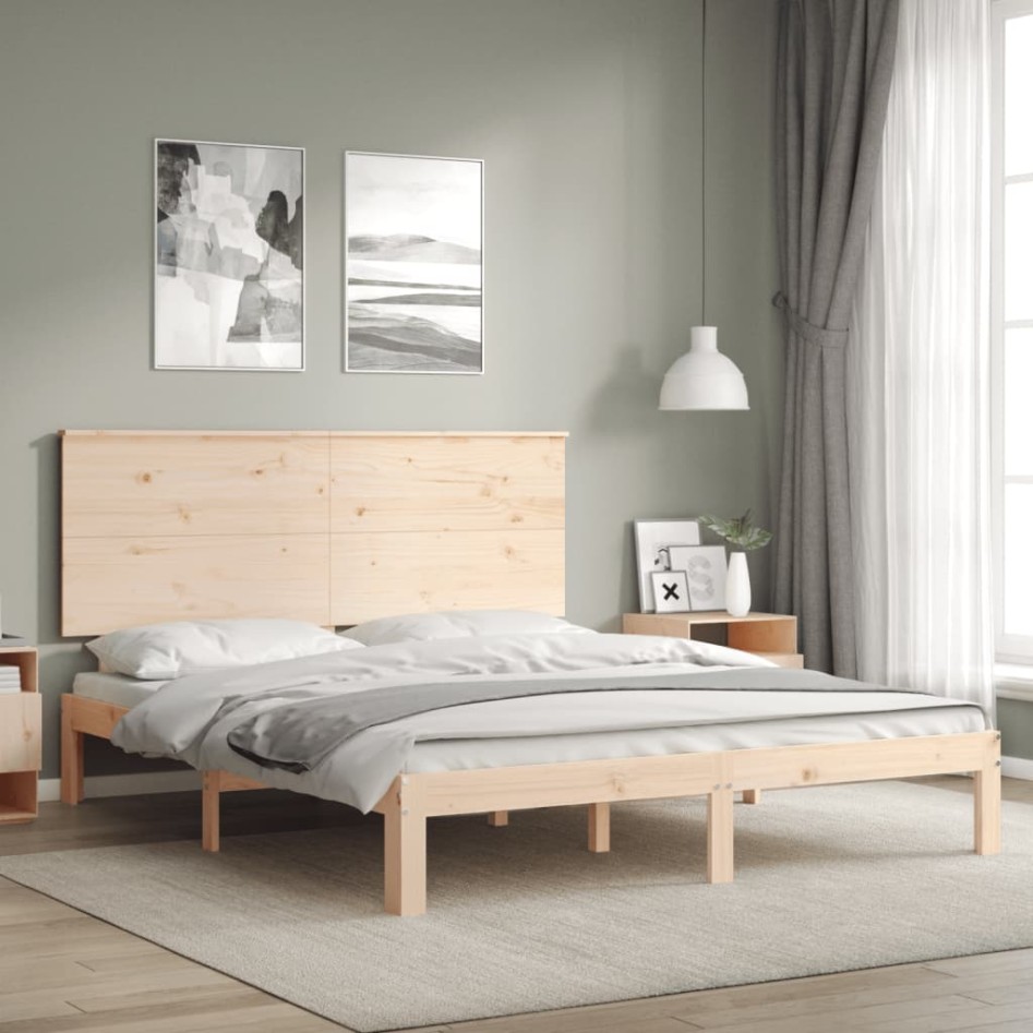 Estructura de cama sin colchón madera maciza de pino 160x200