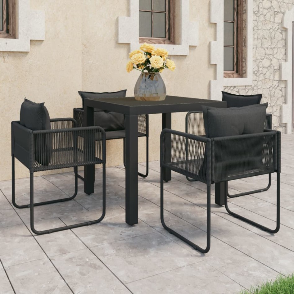 Set de comedor de jardín de 5 piezas PVC ratán