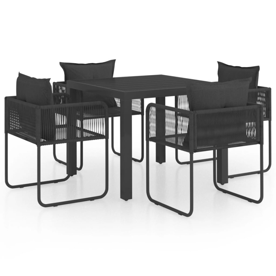 Set de comedor de jardín de 5 piezas PVC ratán
