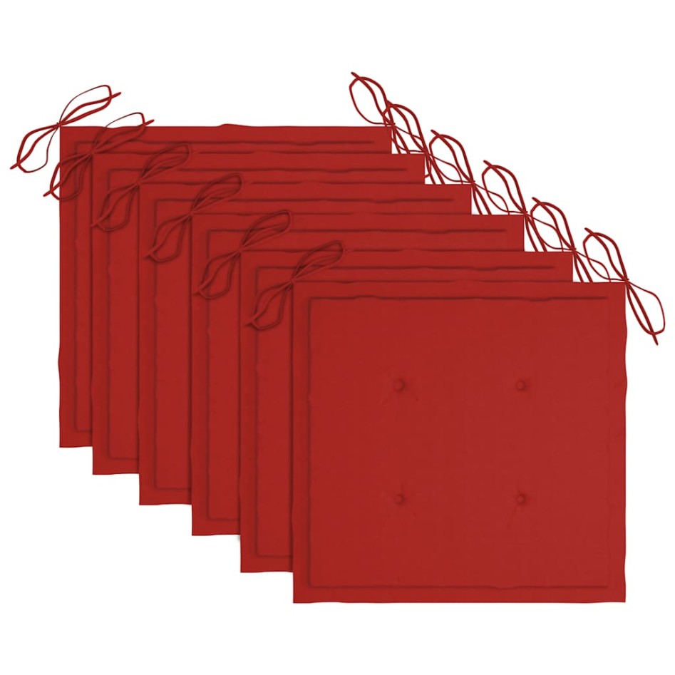 Sillas de jardín plegables 6 uds cojines madera maciza