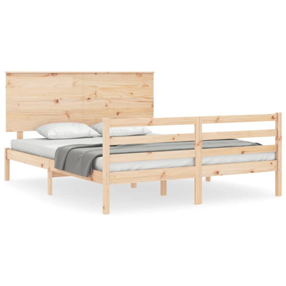 Estructura de cama con cabecero madera maciza 160x200