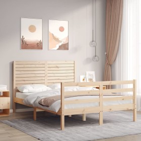 Estructura de cama con cabecero madera maciza 140x200