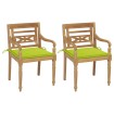 Sillas Batavia 2 uds teca maciza con cojines verde brillante