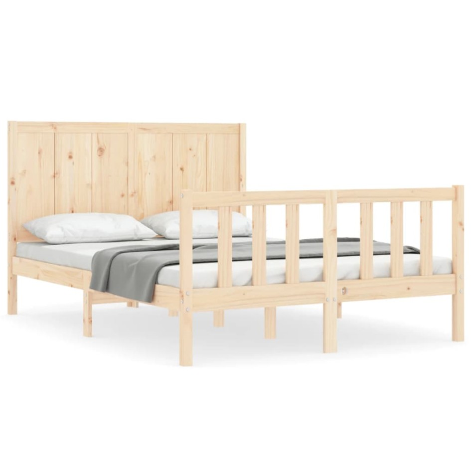 Estructura de cama sin colchón madera de pino blanca 140x200