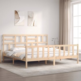 Estructura de cama de matrimonio con cabecero madera